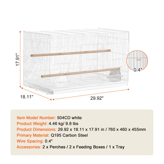SucceBuy Travel Stackable Divided Bird Cage With Handle And Perch