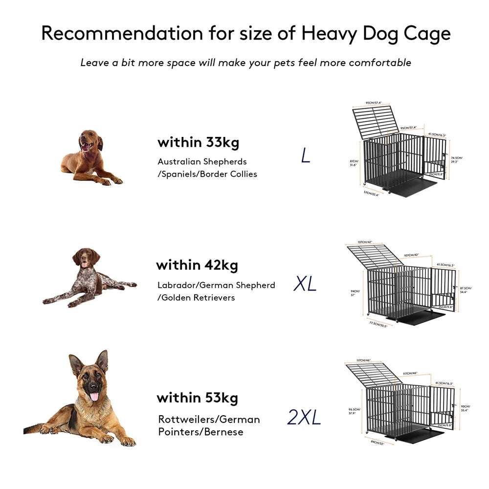 BORWARTH Dog Crate Chew-Resistant With Locking Wheels