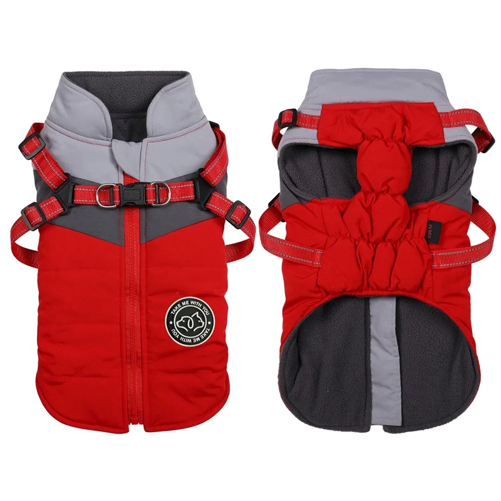 Winter Dog Harness Vest Waterproof Polyester For Pets