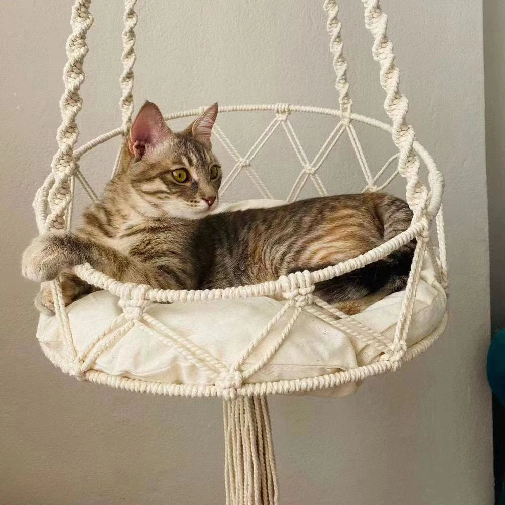 Cat Hammock Hand-Woven Cotton Bohemian Style Hanging Bed