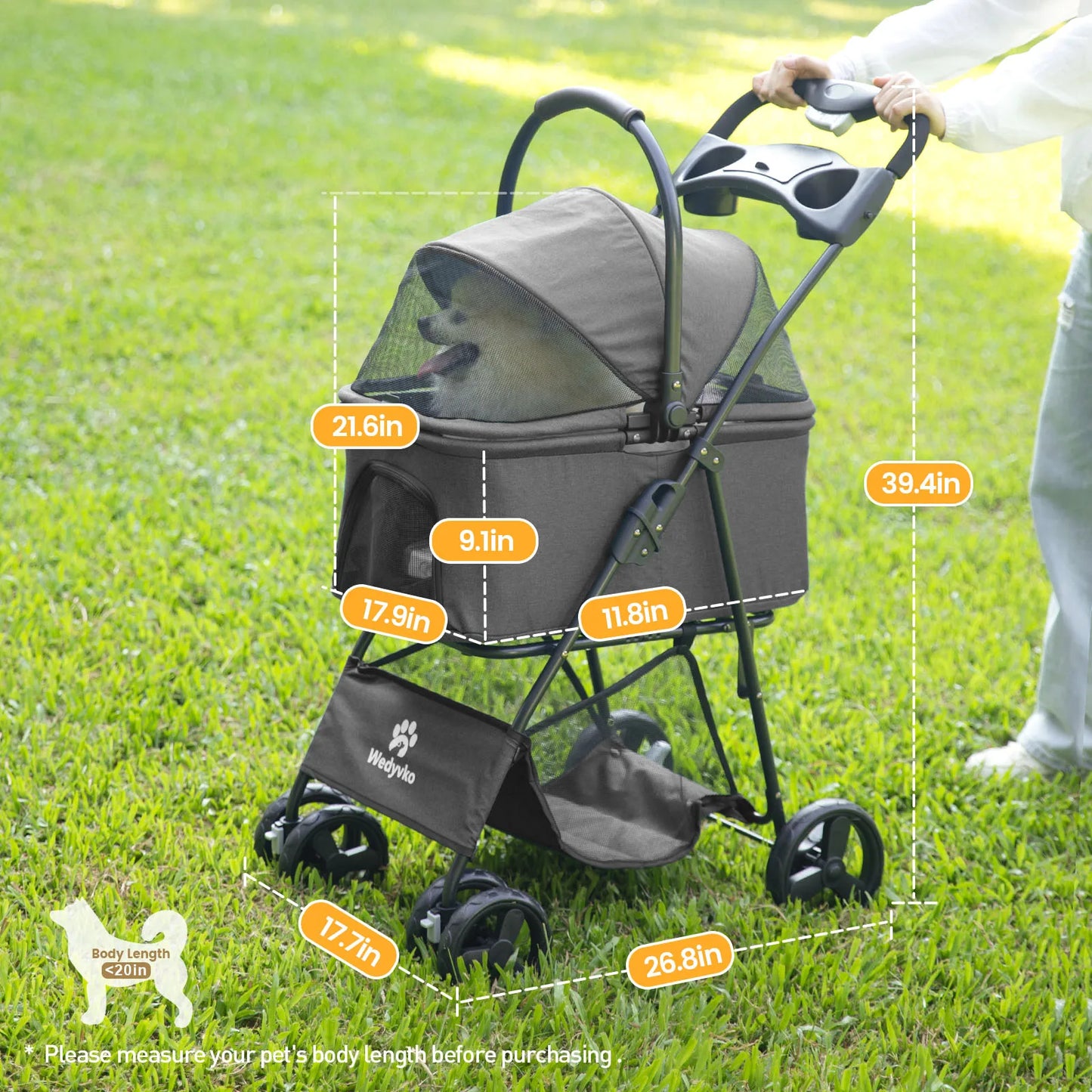 Wedyvko Pet Stroller Luxury Premium Detachable Cup Holder