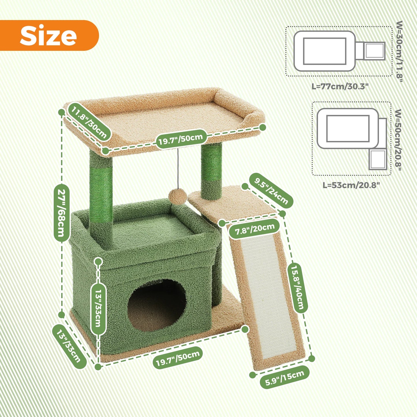 PAWZ Road Cat Tree Indoor With Sisal Post Three Tier