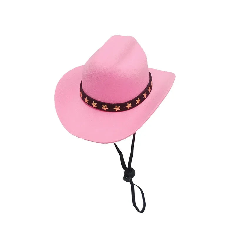 Dog Hat Cowboy Style Polyester Adjustable Top Hat For Pets