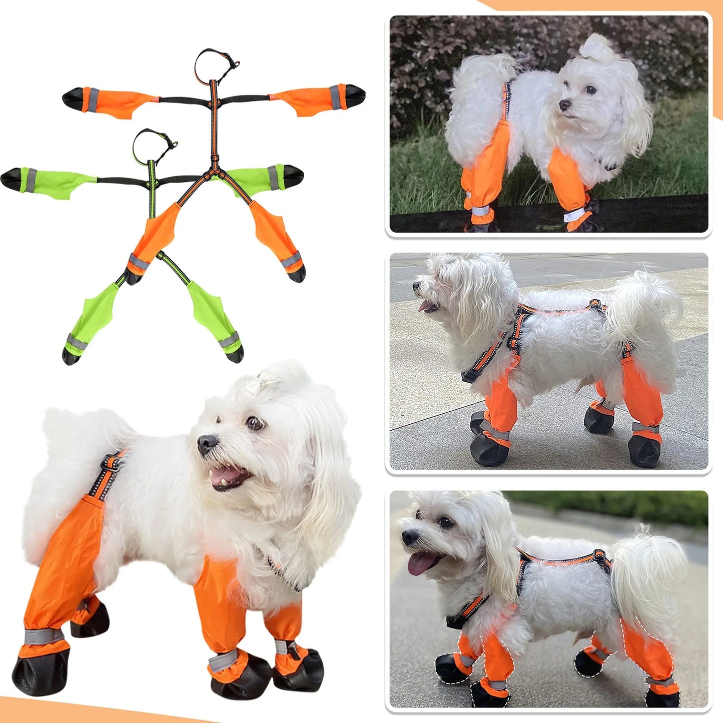 NONECN Waterproof Dog Boots With Reflective Straps For Pets