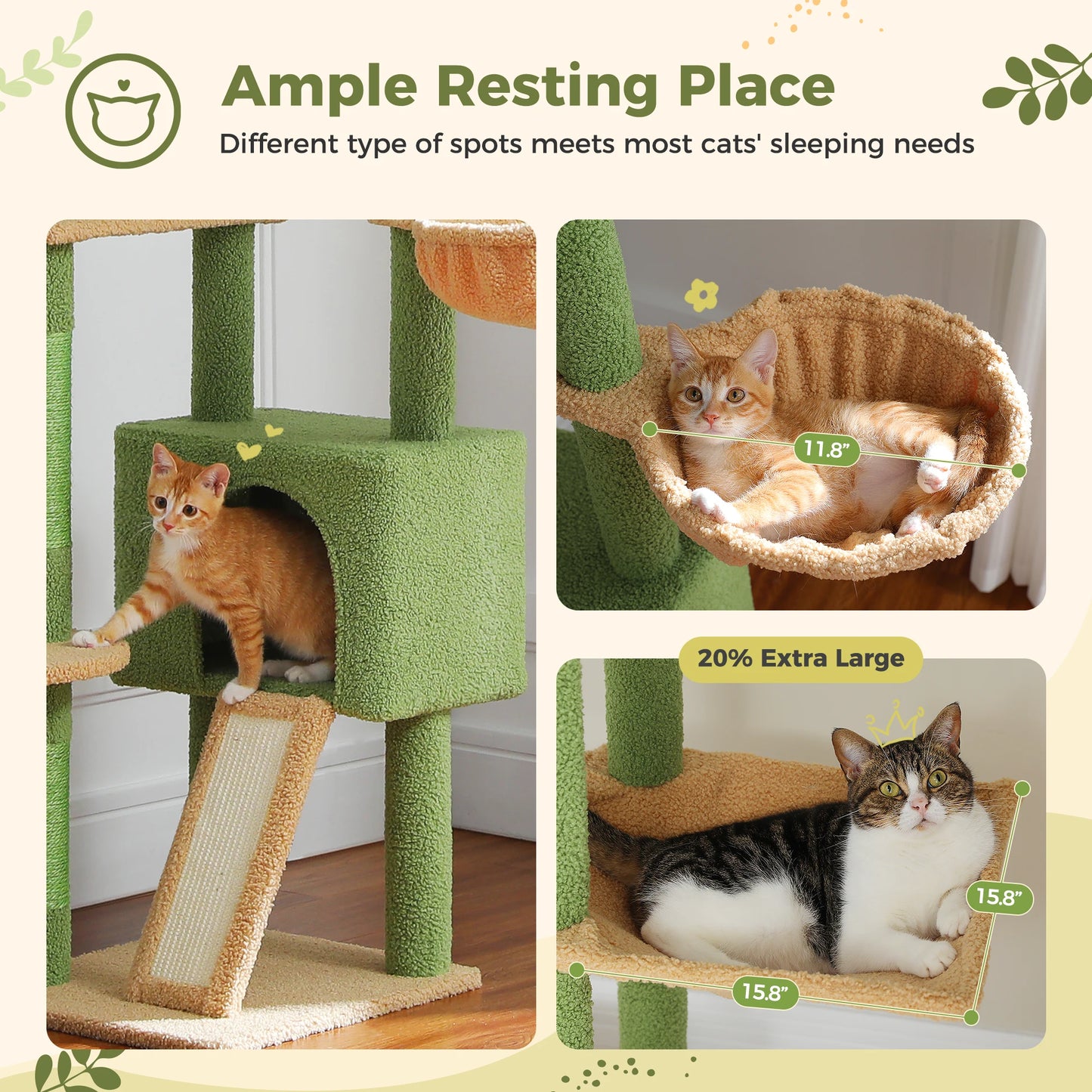PETEPELACN Cat Tree Floor to Ceiling Adjustable Height with Condo