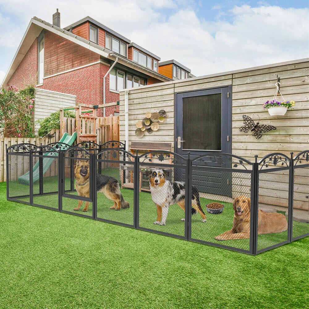 BORWAR Dog Playpen 8-Panel Heavy Duty Iron Enclosure