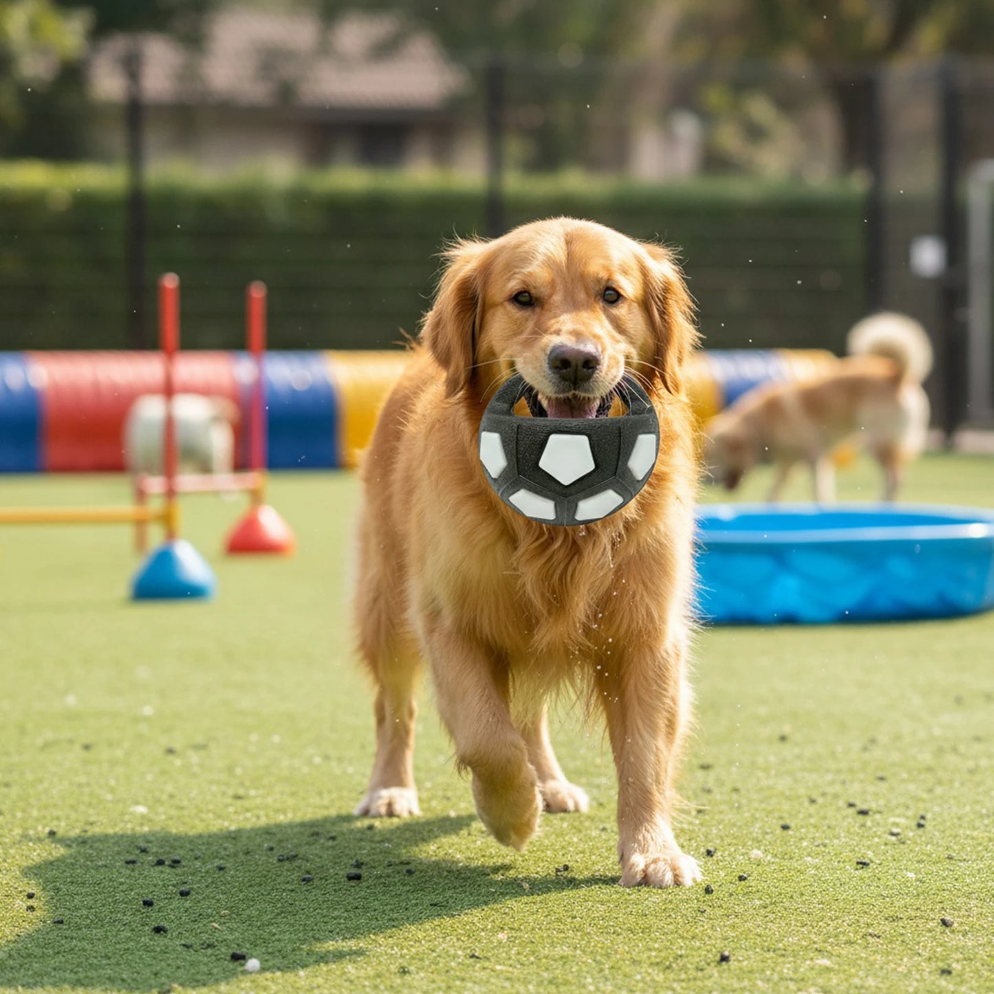 Dog Calming Ball With Handle Football Toy, Squeaky Interactive