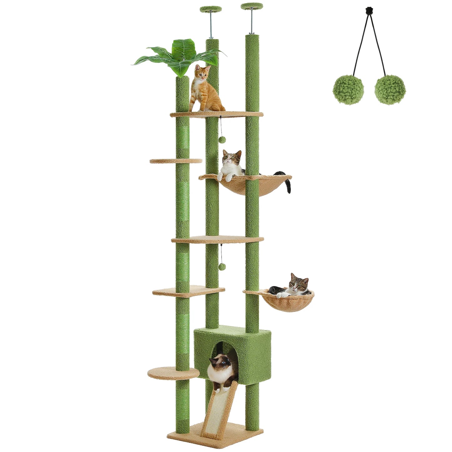 PETEPELACN Cat Tree Floor to Ceiling Adjustable Height with Condo
