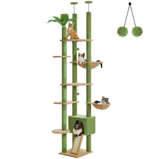 PETEPELACN Cat Tree Floor to Ceiling Adjustable Height with Condo