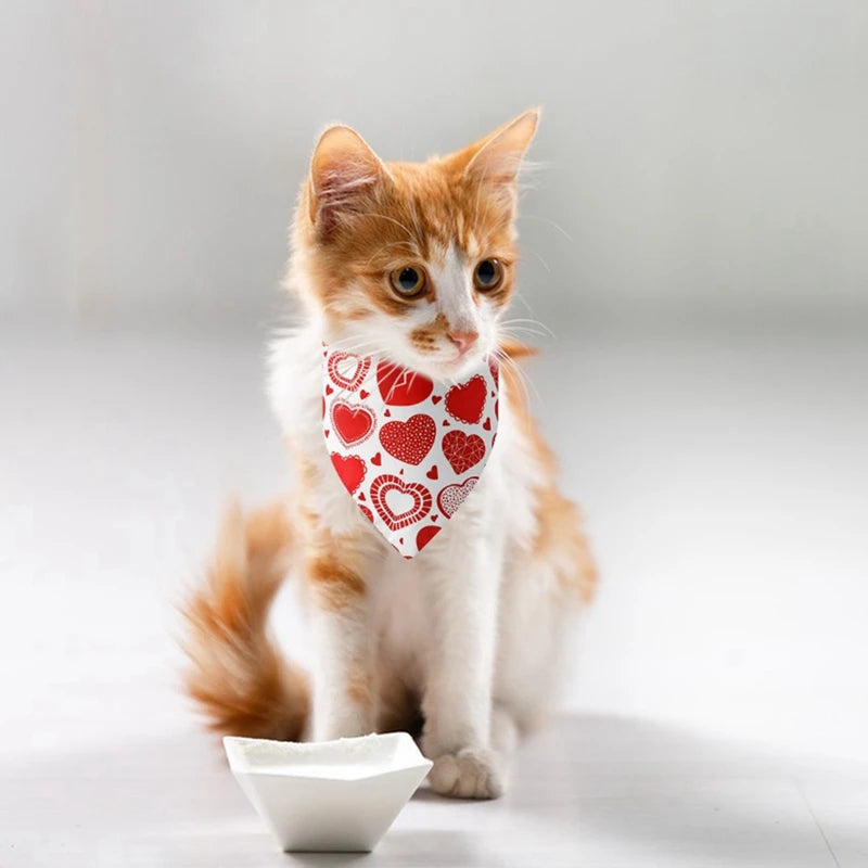 Dog Bandana Nylon Valentines Heart Print Durable Washable