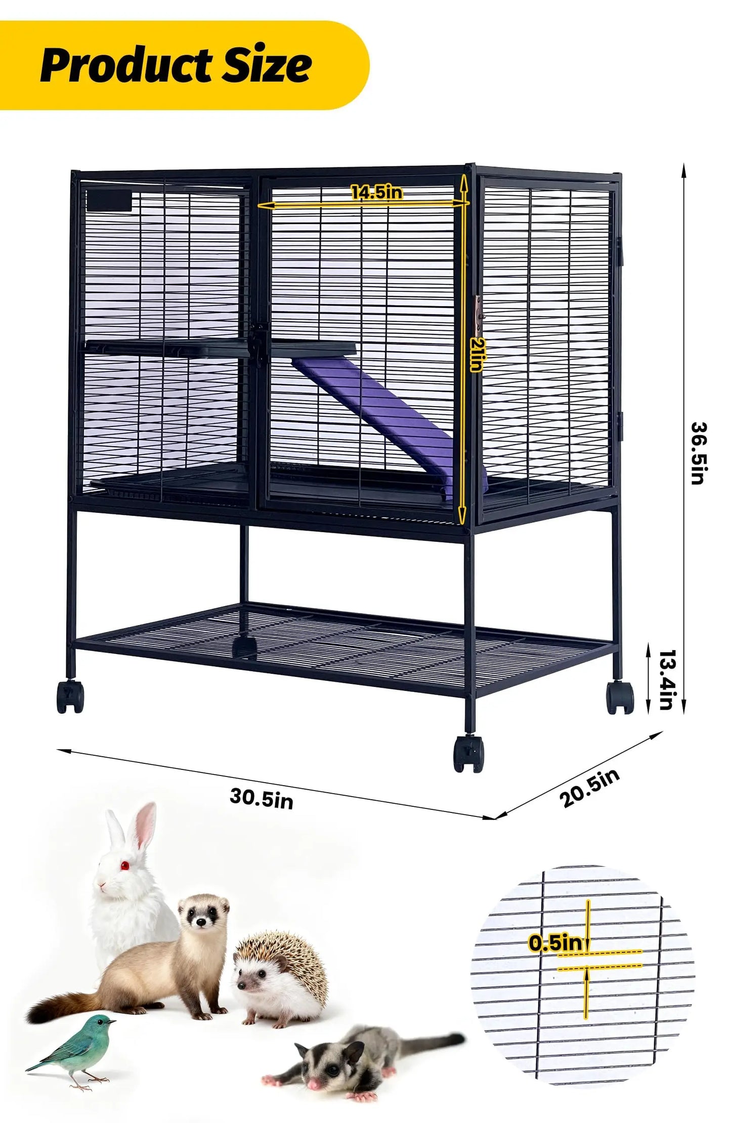HiMISSCN Multi-Level Small Animal Cage Removable Tray