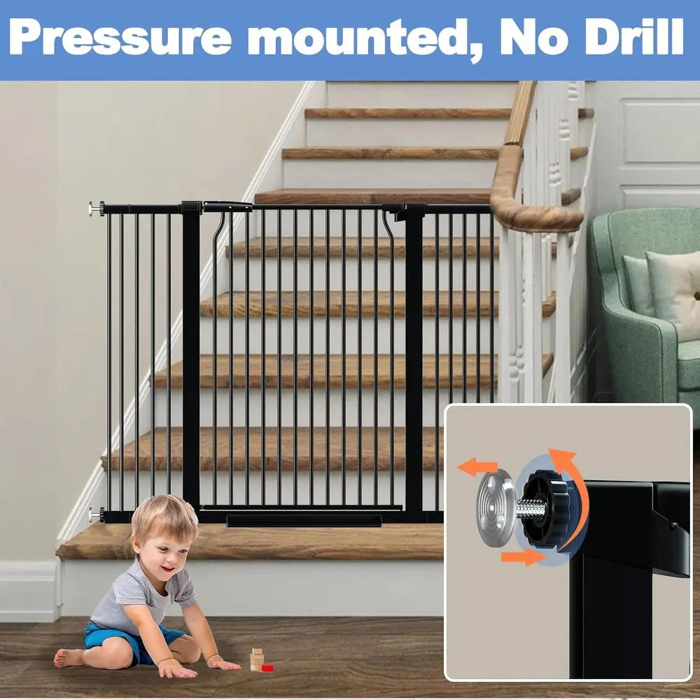 Baby Gate Extra Tall Metal Tension Auto Close Indoor Outdoor