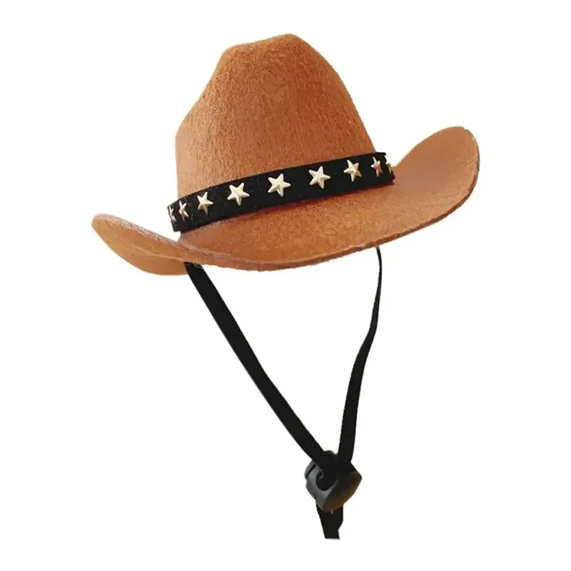 Dog Hat Cowboy Style Polyester Adjustable Top Hat For Pets