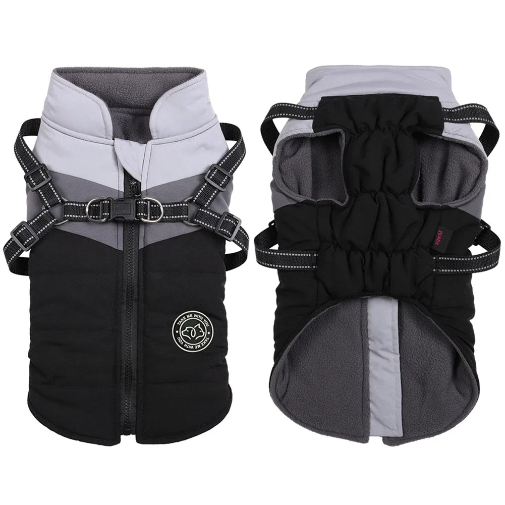 Winter Dog Harness Vest Waterproof Polyester For Pets