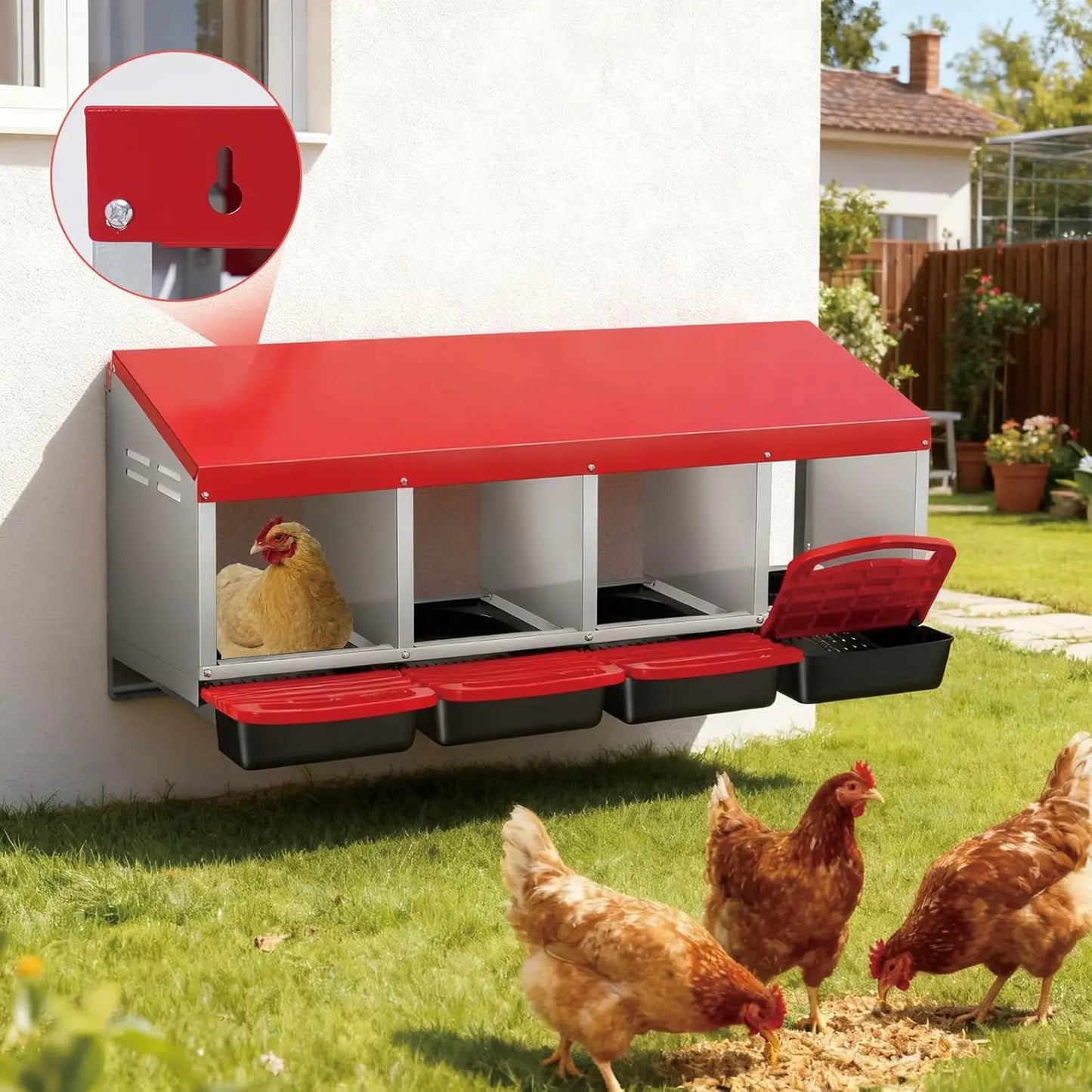TWISTER.CK Metal Chicken Nesting Box With Auto Egg Roll-Out