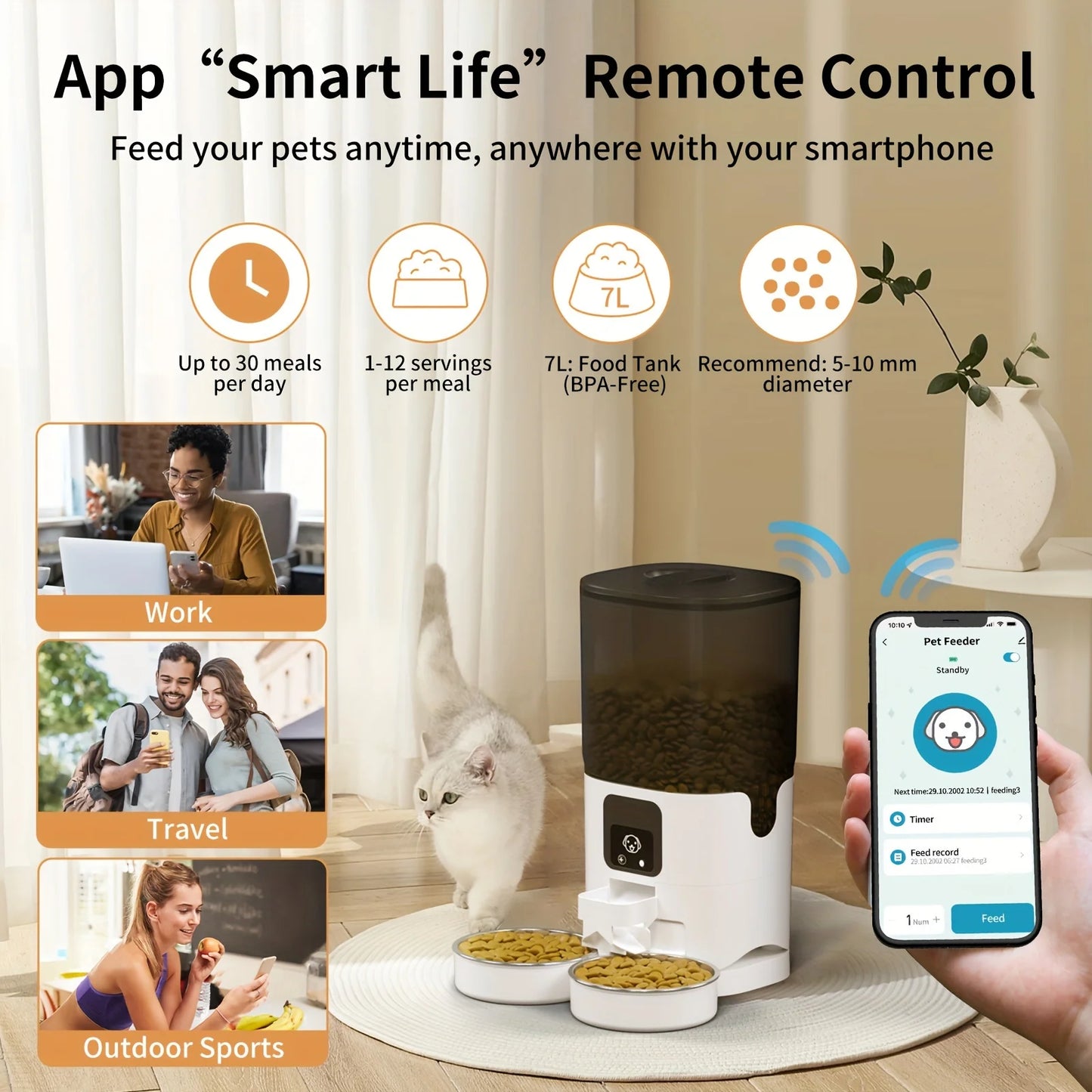 PAPIFEED Cat Double Bowl Smart Automatic Feeder With WiFi Timer