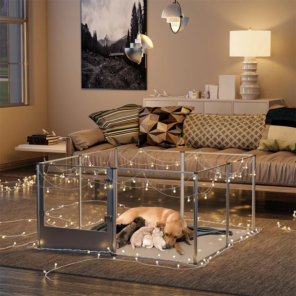 BORWARTH Dog Playpen Acrylic Enclosure For Indoor Use