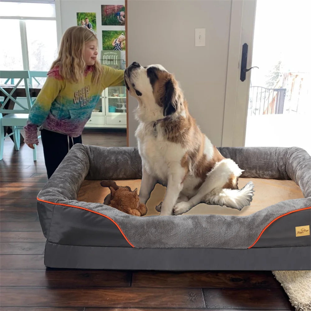 BORWARTCN Dog Bed Orthopedic Memory Foam For Pets Indoors