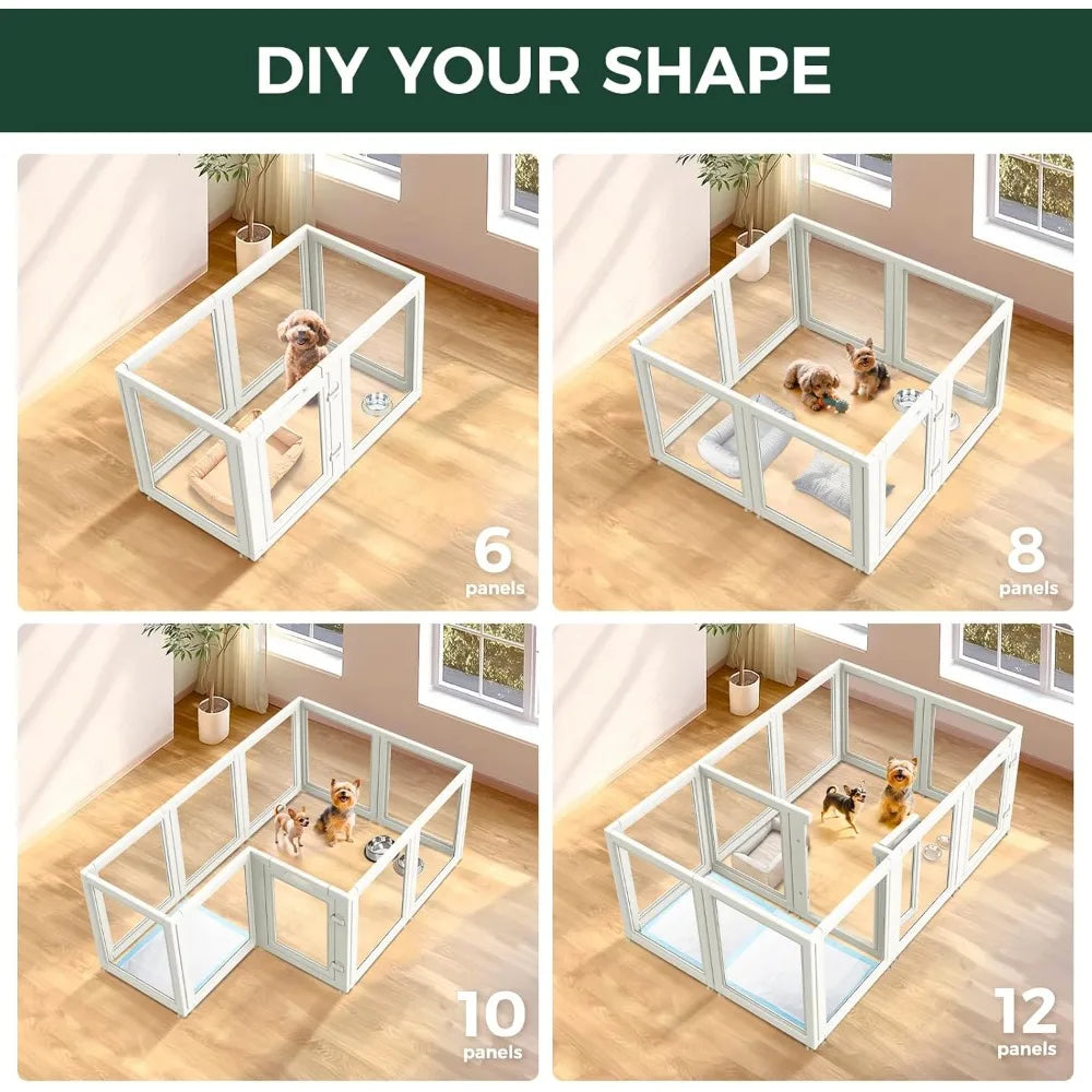 Indoor Dog Playpen Iron With Removable Divider For Two Compartments