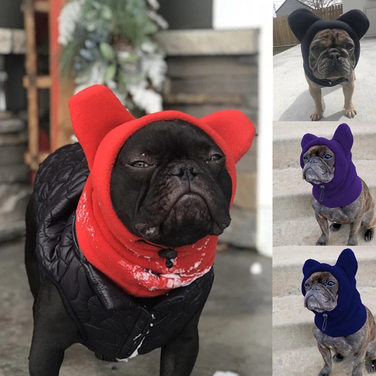 Dog Hat Fleece Bat Adjustable Winter Hat For French Bulldogs