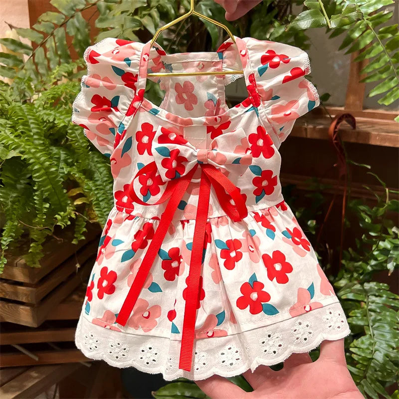 Dog Dress Floral Print Pet Costume For Everyday Wear