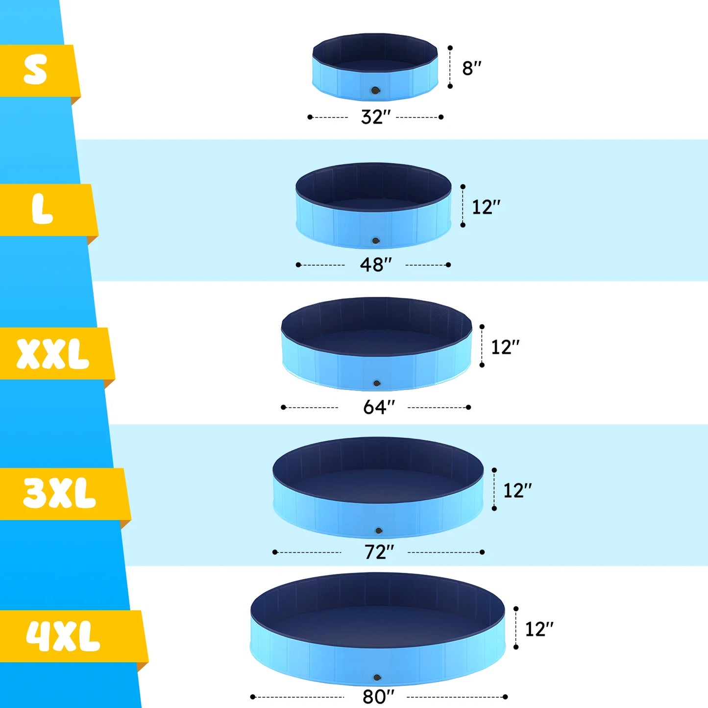 Pet Pool Foldable AllWeatherPVC Bath Tub For Pets Indoor