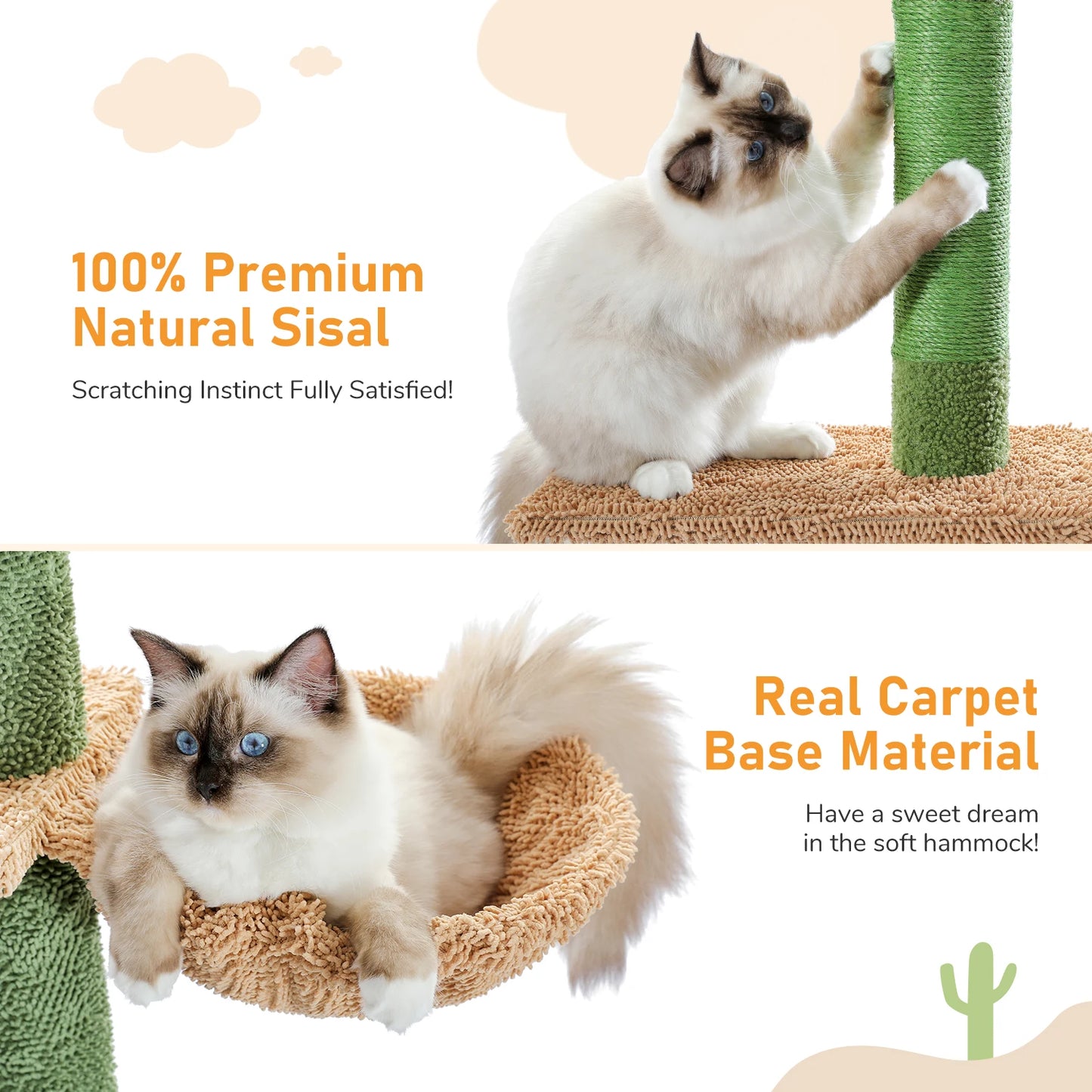 PAWZ Road Cat Tree Cactus-Style 5-Tier Floor-to-Ceiling