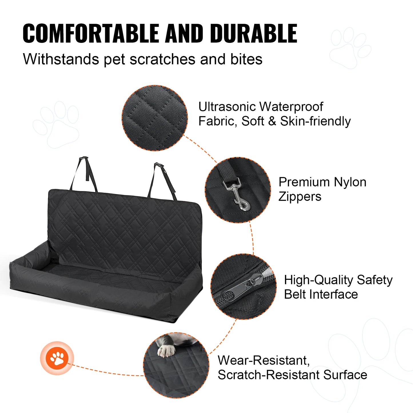 SucceBuy Dog Car Seat Waterproof Booster Clip On Safety Leash
