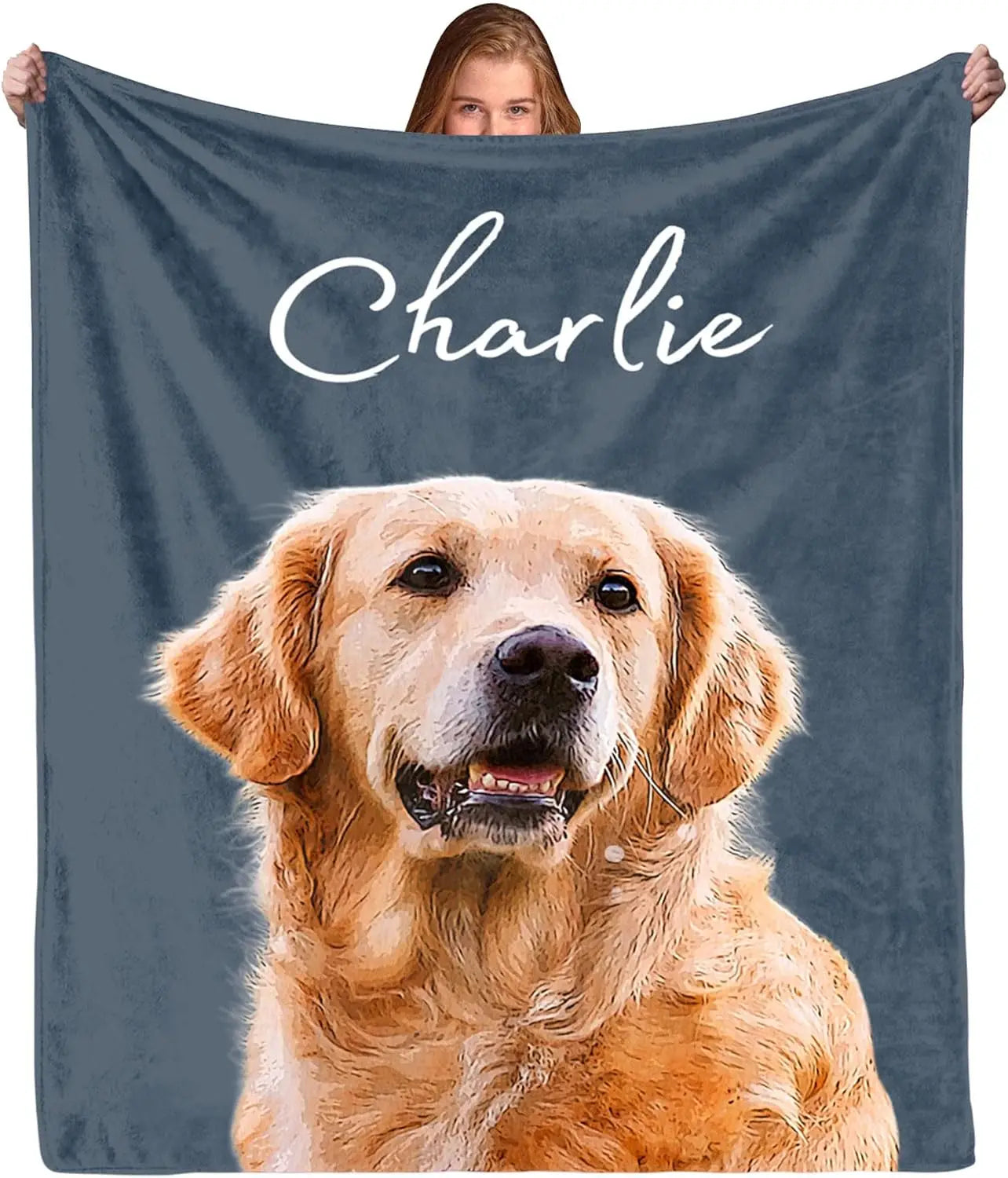 XMSJ Custom Dog Photo Blanket, Personalized Fleece Throw