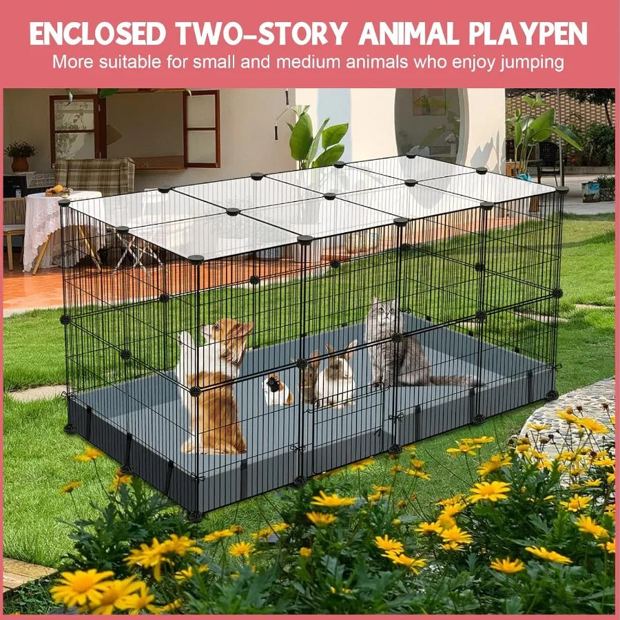 NONECN Small Animal Playpen With Coated Steel Panels