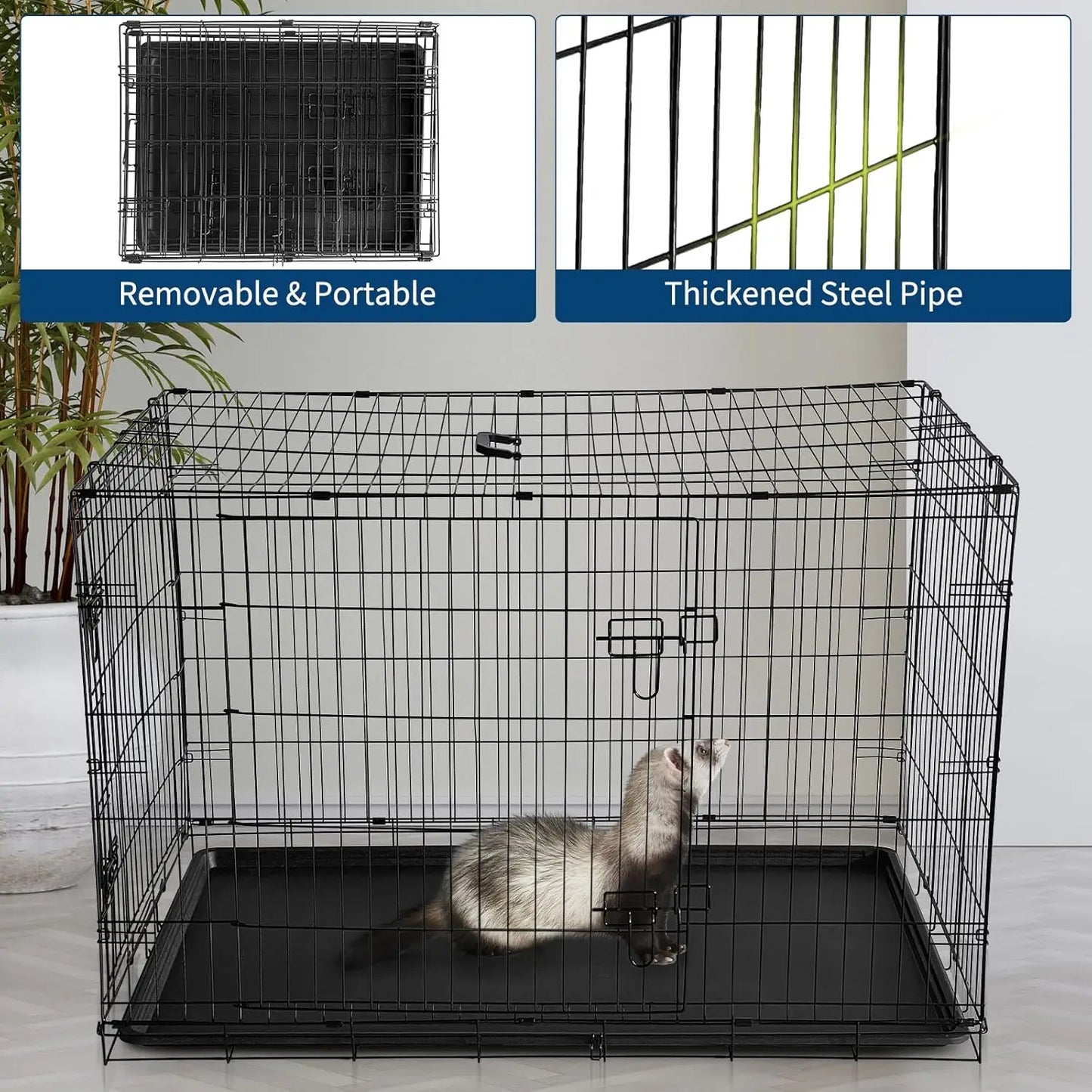HiMISSCN Rabbit Cage Portable Foldable With Slide Out Tray