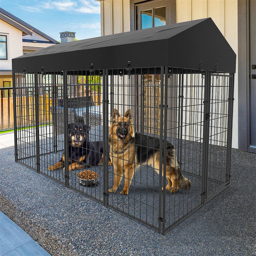 BORWAR Heavy Duty Large Dog Kennel With Roof Cover