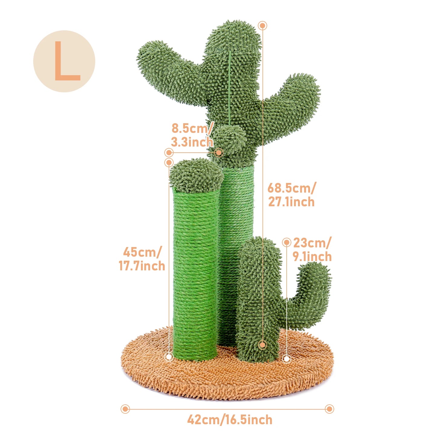 PAWZ Road Cactus Cat Scratcher 3-Pole with Interactive Dangling Ball