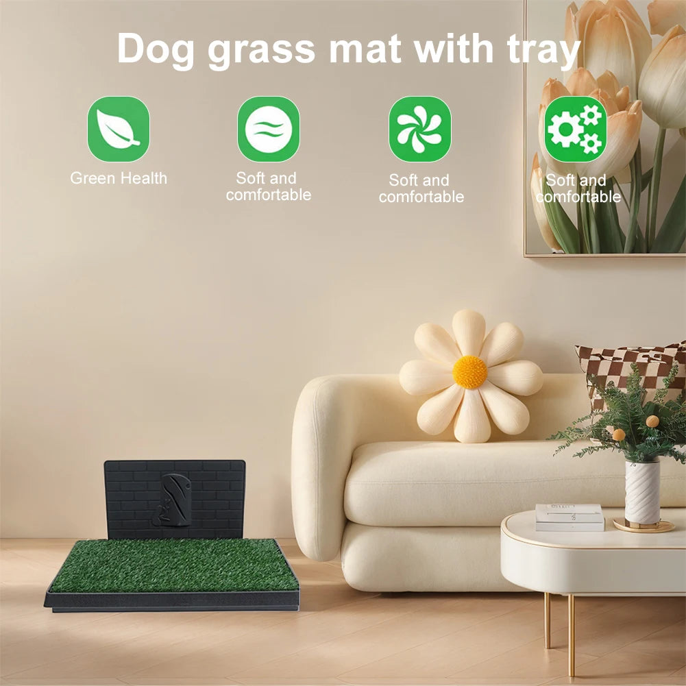 NONE Dog Grass Pad With Large Tray Puppy Turf Potty