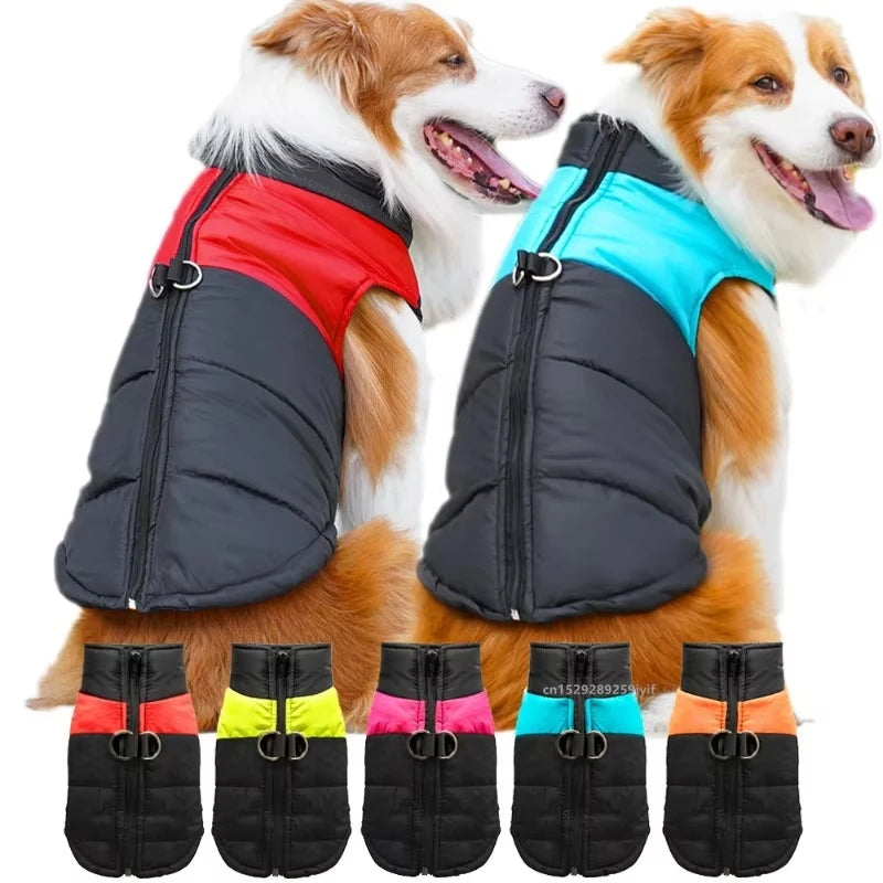 Dog Coat Waterproof Padded Winter Vest With Zipper