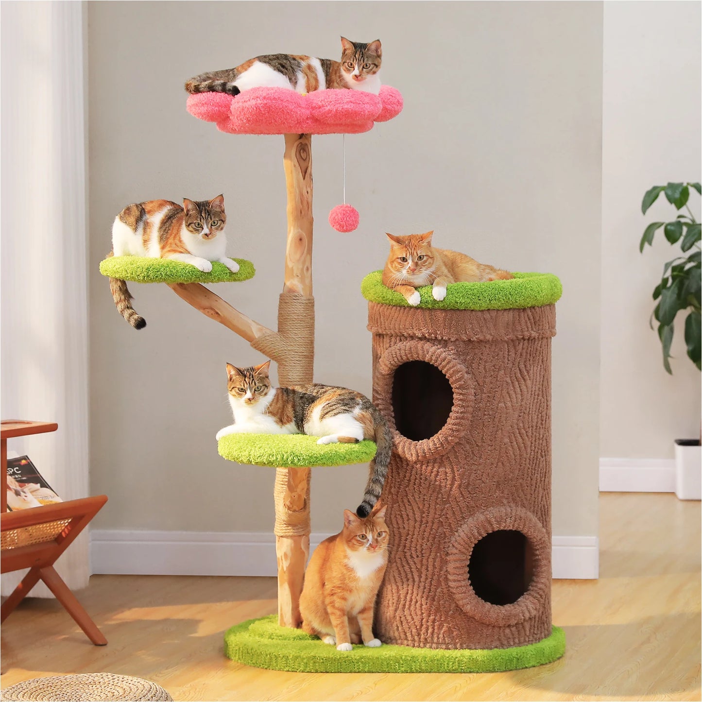 PAWZ Road Wood Cat Tree Four-Tier Indoor Pet Furniture