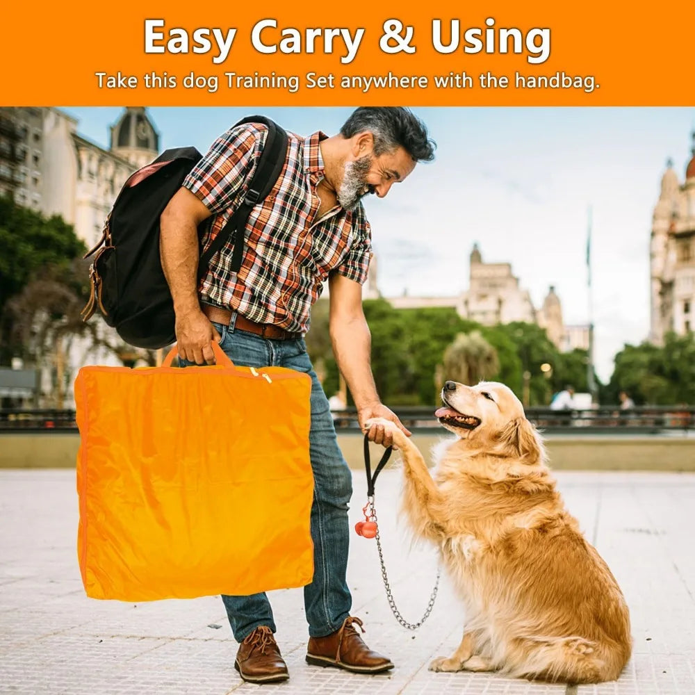 Dog Agility Training Set Outdoor Course With Tunnels And Poles