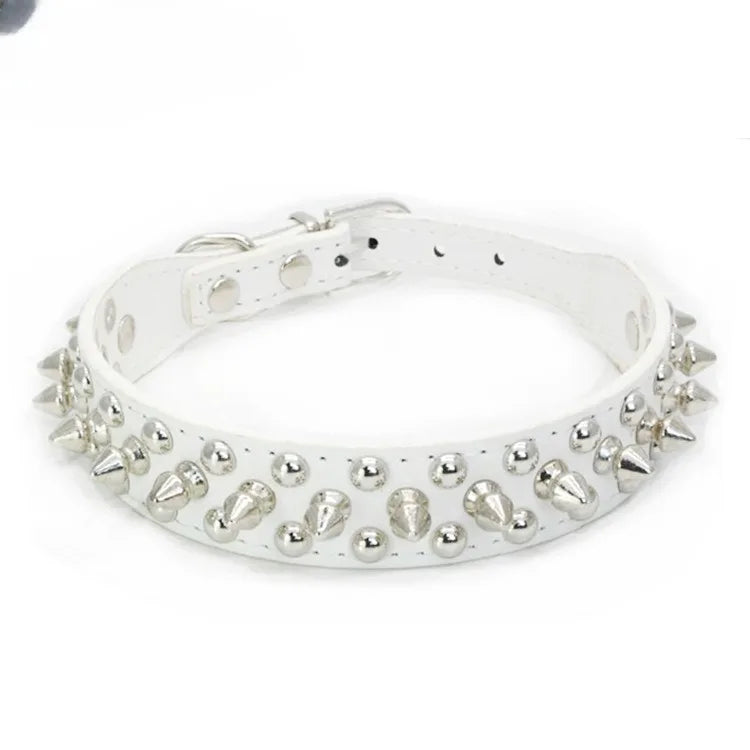Dog Collar Leather Adjustable Rivet Spiked Punk Style