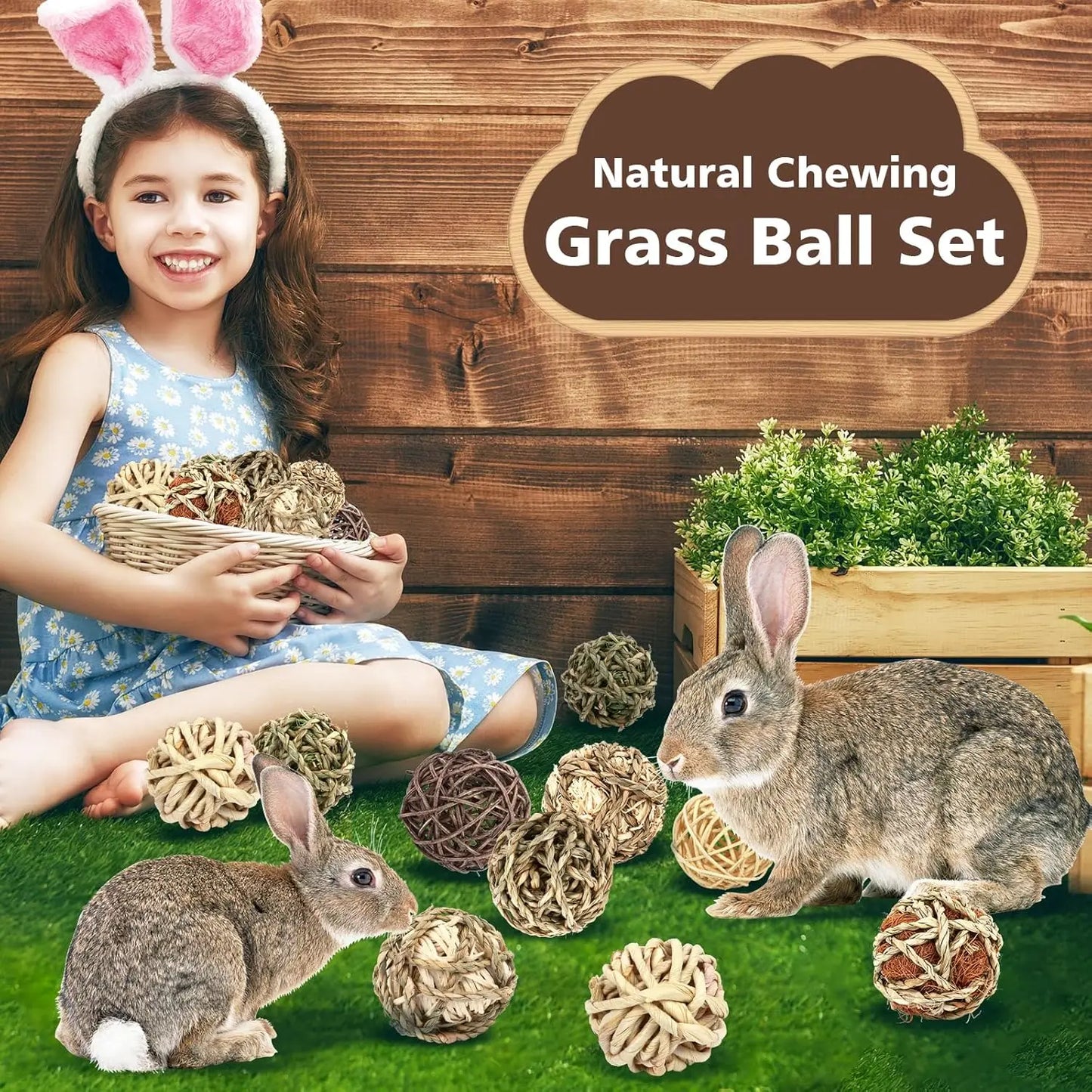 Bunny Chew Grass Balls Hand-Woven Toy For Small Animals