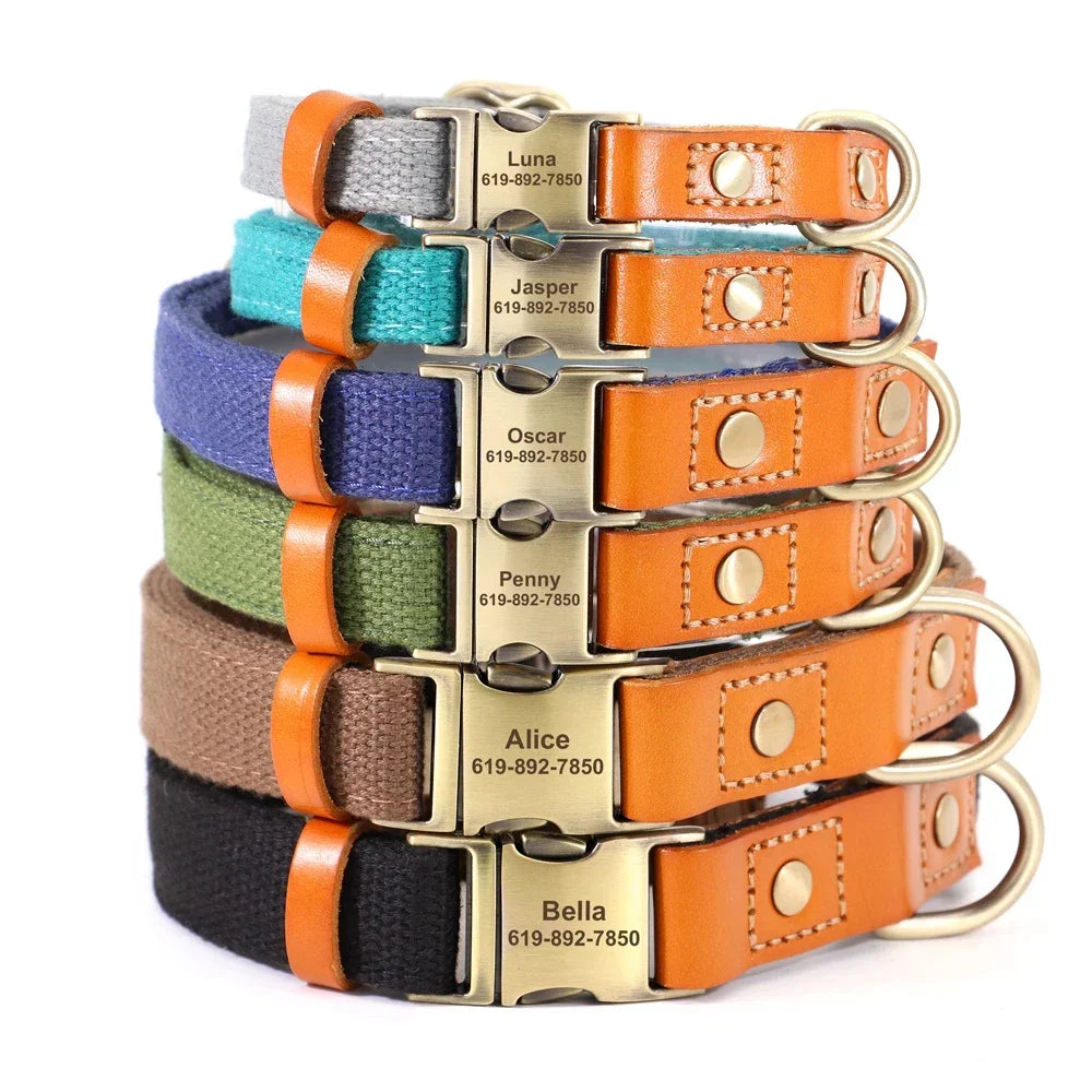 PET ARTIST Nylon Dog Collar Leash Set With Personalization