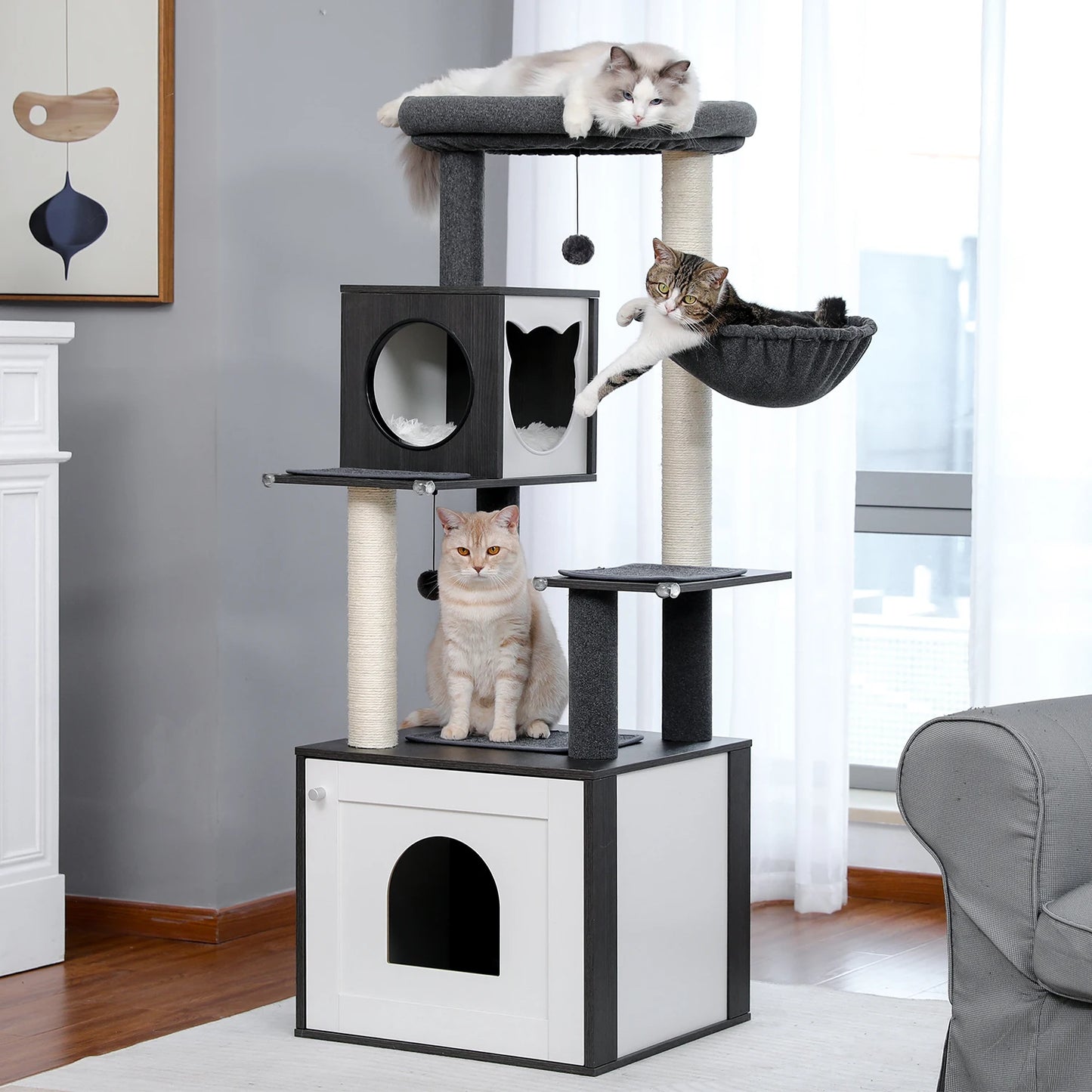 PAWZ Road Cat Tree Wooden Multi-Level With Scratching Posts