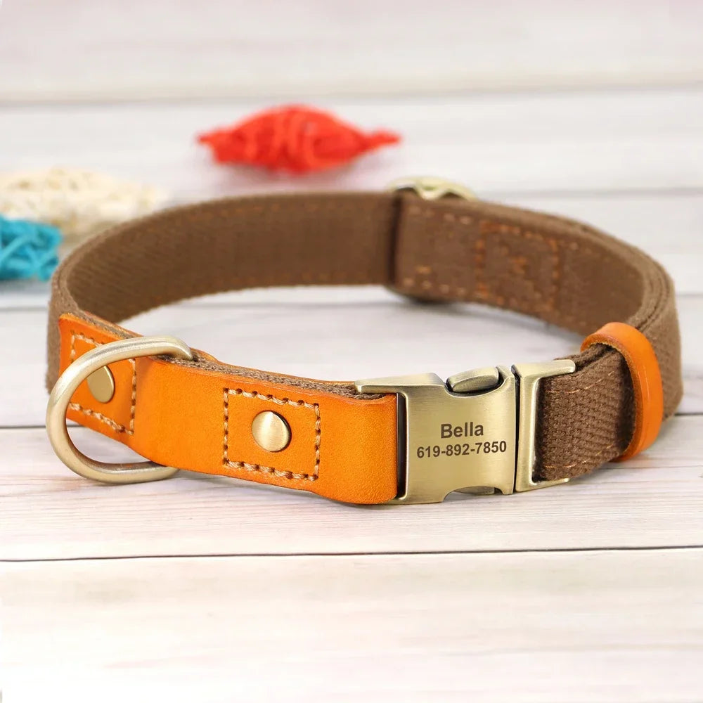 PET ARTIST Nylon Dog Collar Leash Set With Personalization