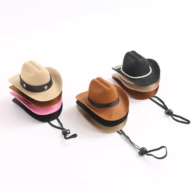 Dog Hat Cowboy Style Polyester Adjustable Top Hat For Pets