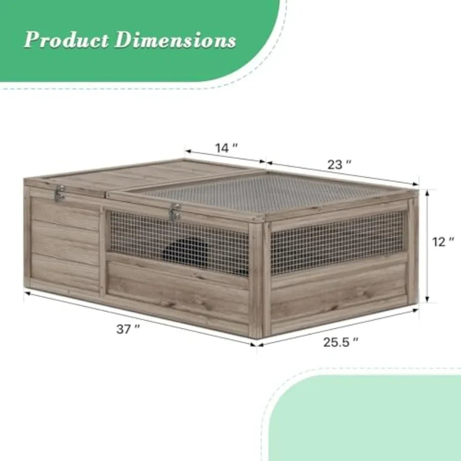 NONECN Tortoise Cage Two-Room Habitat Wooden Reptile Enclosure