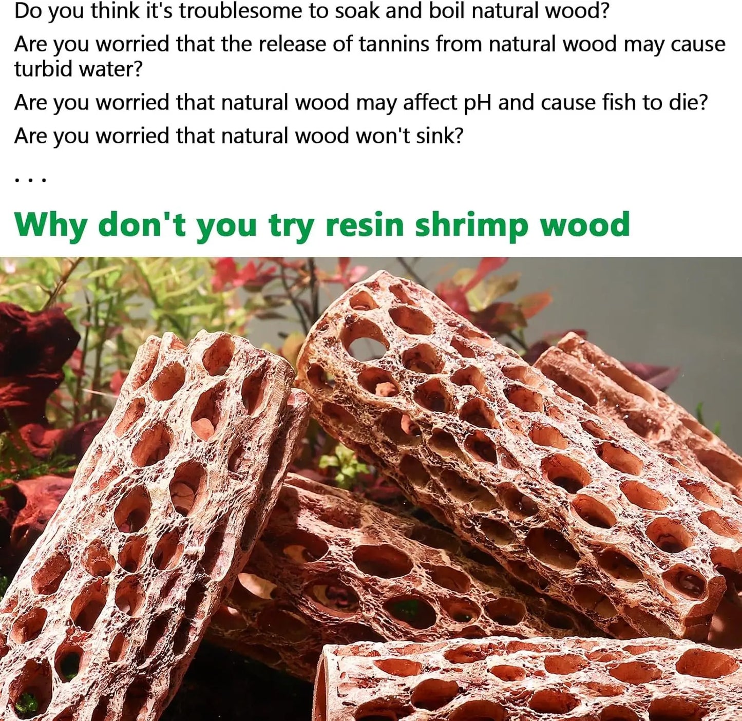 Resin Cholla Wood Aquarium Decoration Realistic Shrimp Hideouts
