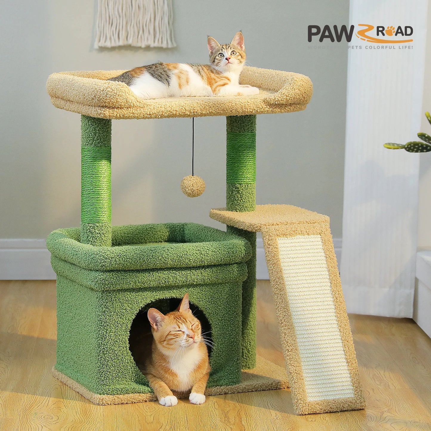 PAWZ Road Cat Tree Indoor With Sisal Post Three Tier
