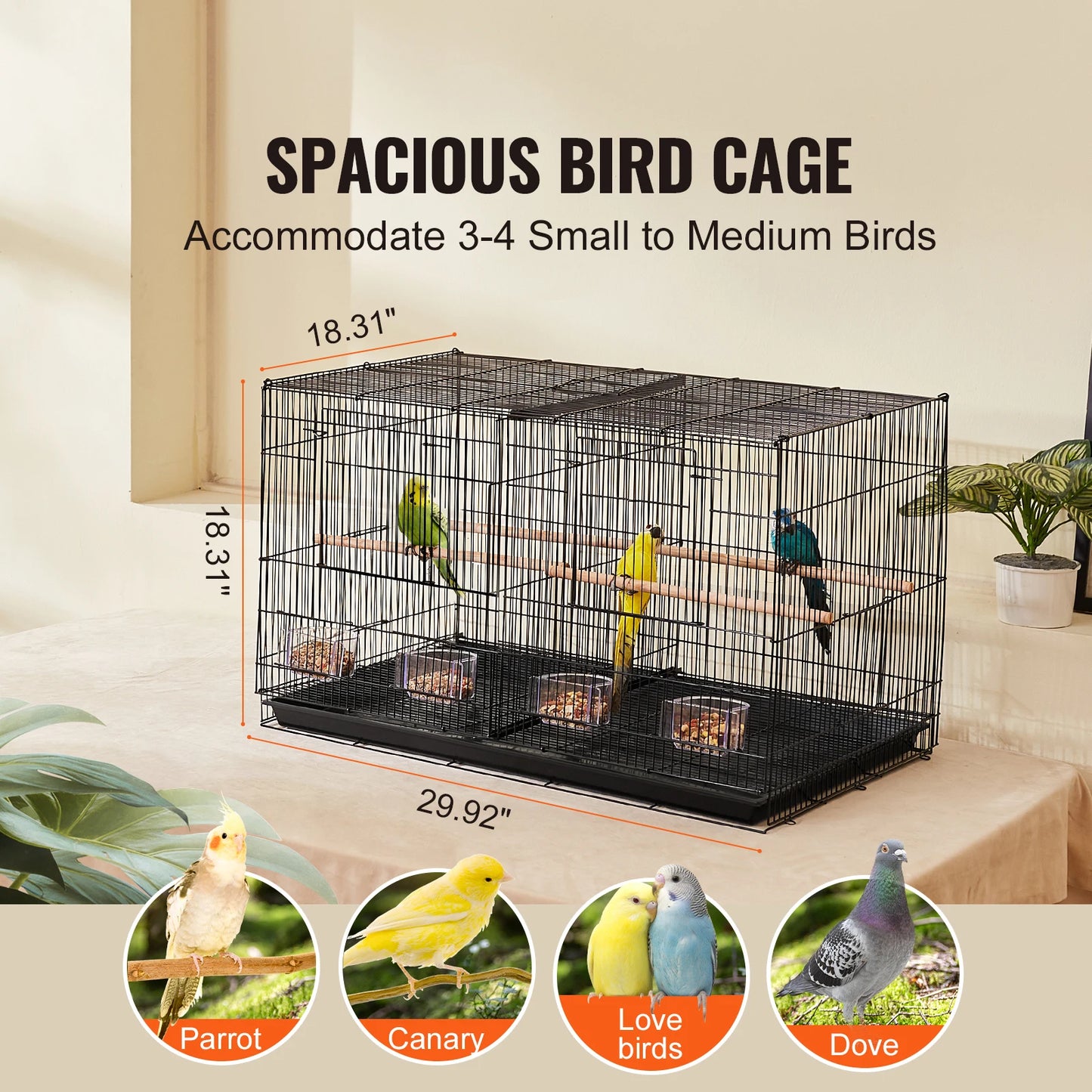 SucceBuy Bird Cage With Divider Durable Travel Companion