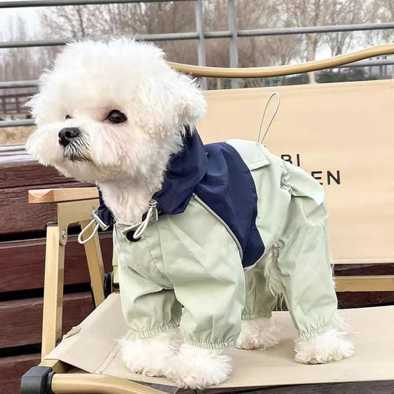 Pet Waterproof Raincoat Four-legged Work Jacket Patchwork Windproof Cat Dog Coats Jackets Keep Warm Jumpsuit Coats Accessories
