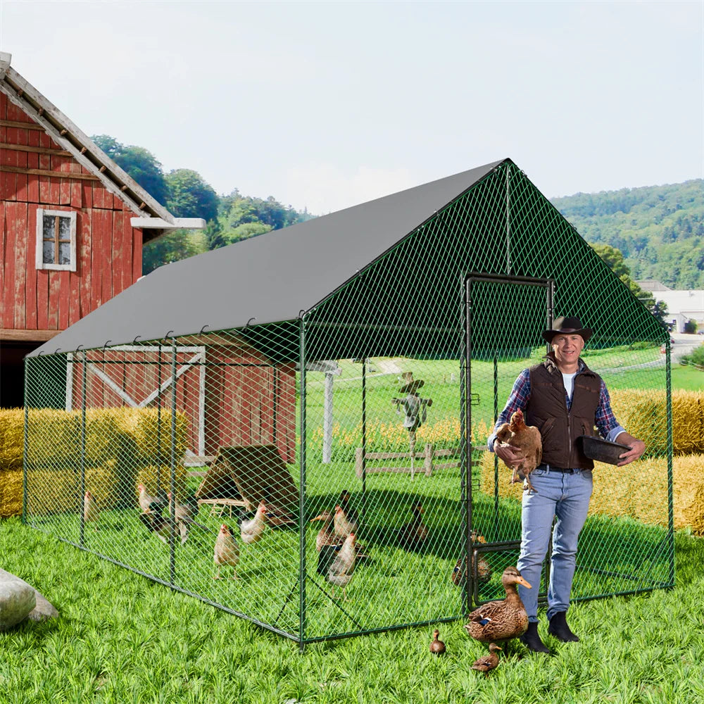 BORWART Chicken Coop With Upgraded Iron Tub And Waterproof Cover