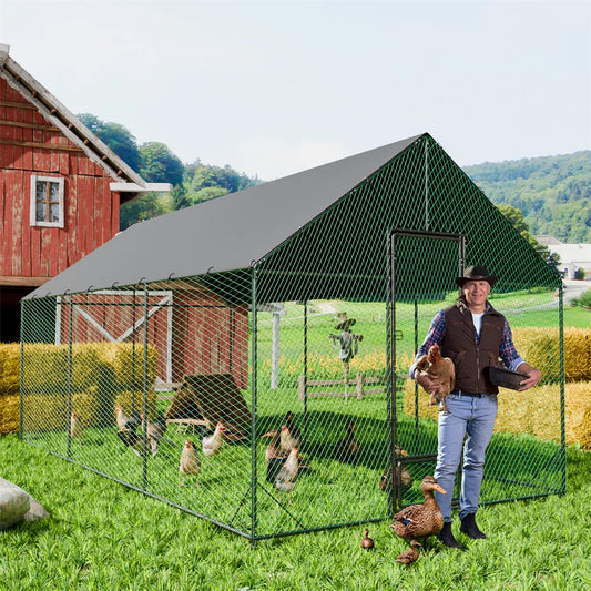 BORWART Chicken Coop With Upgraded Iron Tub And Waterproof Cover